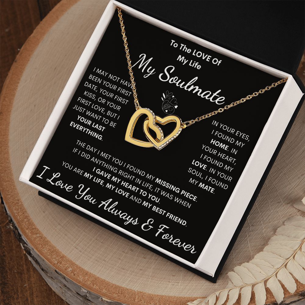 Soulmate, Love Of My Life, Interlocking Hearts Necklace, Birthday, Holiday