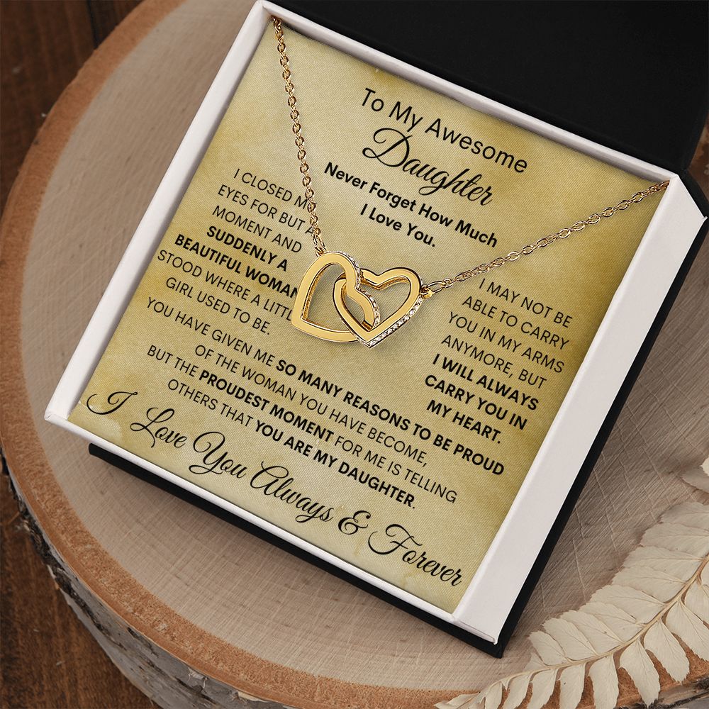 Daughter, Beautiful Woman, Interlocking Hearts Necklace, Holiday