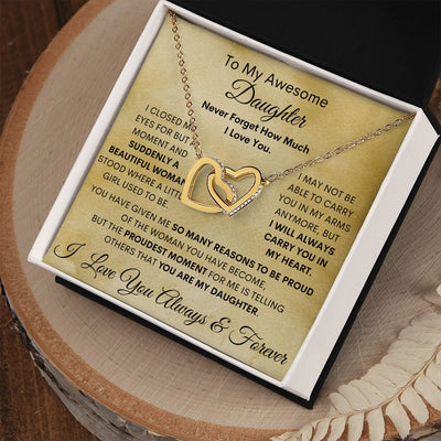 Daughter, Beautiful Woman, Interlocking Hearts Necklace, Holiday