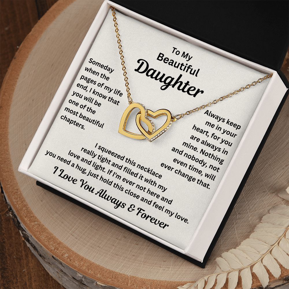 Daughter, Someday When The Pages Of My Life End, Interlocking Hearts Necklace, Holiday