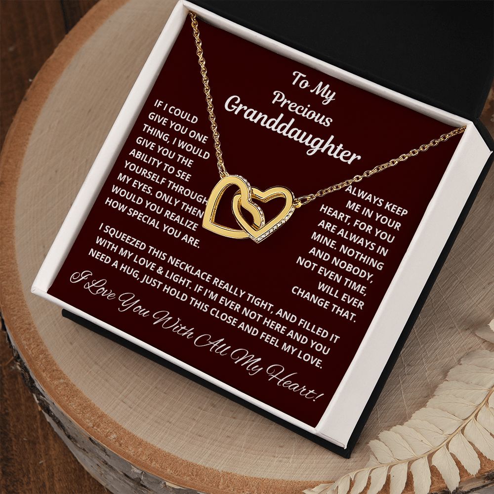 Granddaughter, If I Could Give You One Thing, Interlocking Hearts Necklace, Holiday