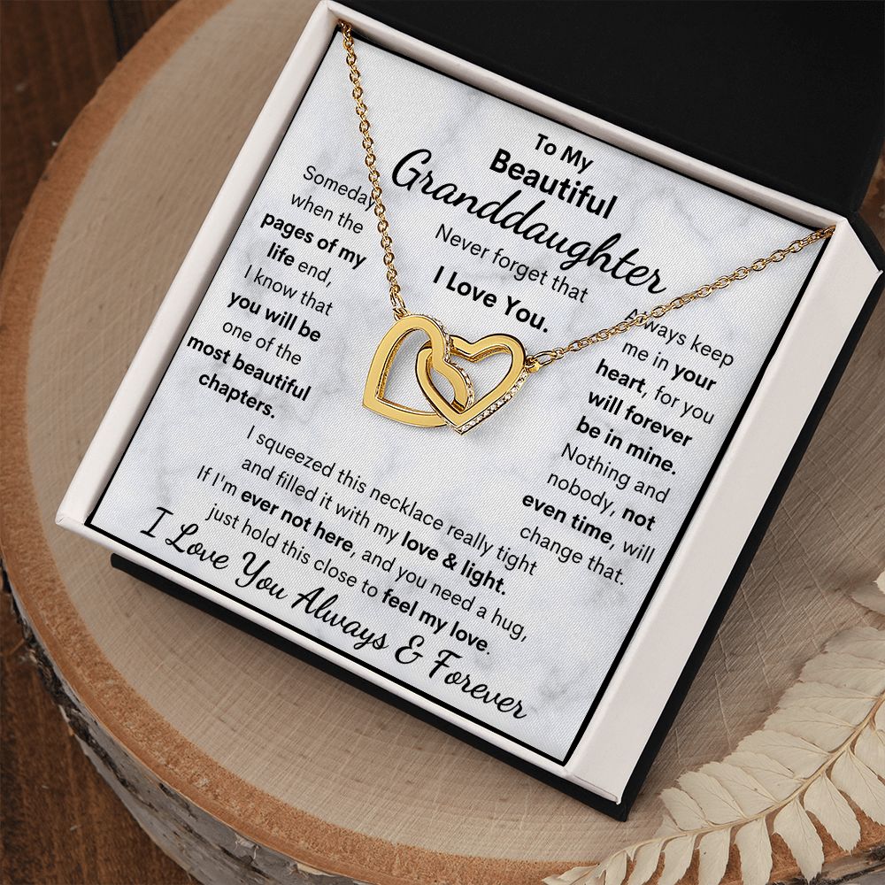 Granddaughter, Never Forget That I Love You, Interlocking Hearts Necklace, Holiday