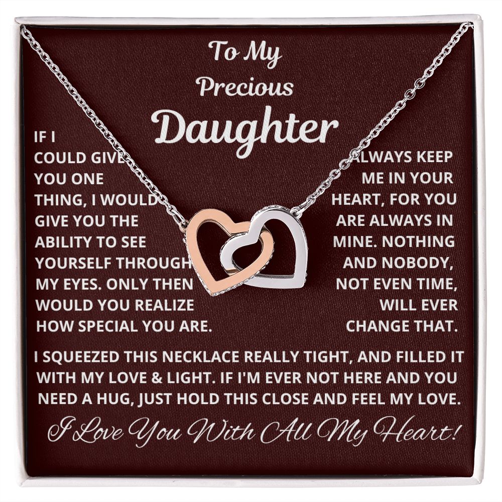 Daughter, If I Could Give You One Thing, Interlocking Hearts Necklace, Holiday