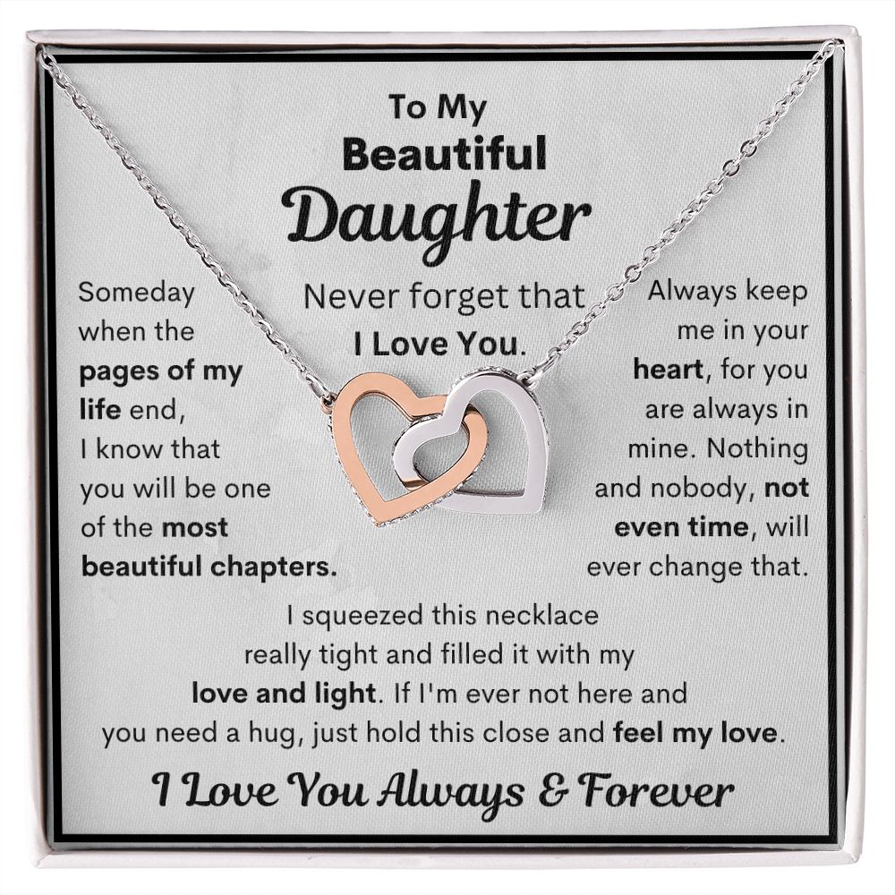 Daughter, Someday When The Pages Of My Life End, Interlocking Hearts Necklace, Holiday