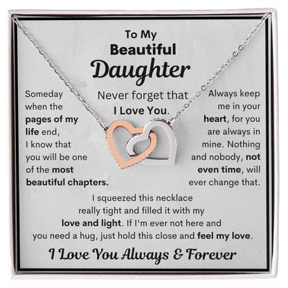 Daughter, Someday When The Pages Of My Life End, Interlocking Hearts Necklace, Holiday