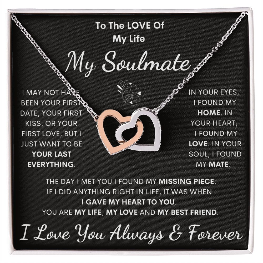 Soulmate, Love Of My Life, Interlocking Hearts Necklace, Birthday, Holiday