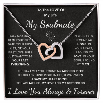 Soulmate, Love Of My Life, Interlocking Hearts Necklace, Birthday, Holiday