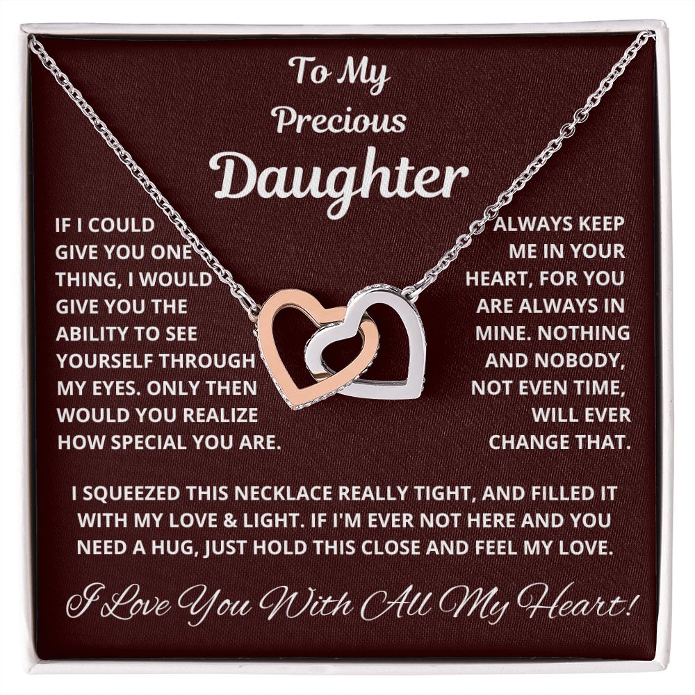 Daughter, If I could Give You One Thing, Interlocking Hearts Necklace, Holiday