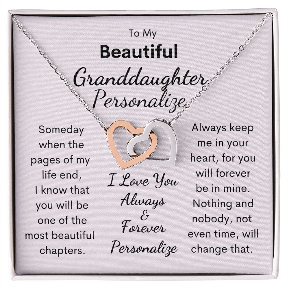 Granddaughter, Interlocking Hearts Necklace
