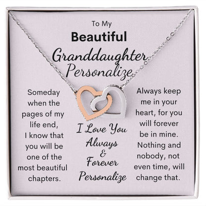 Granddaughter, Interlocking Hearts Necklace