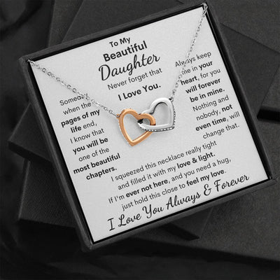 Daughter, I Squeezed This Necklace Really Tight, Interlocking Hearts Necklace, Holiday