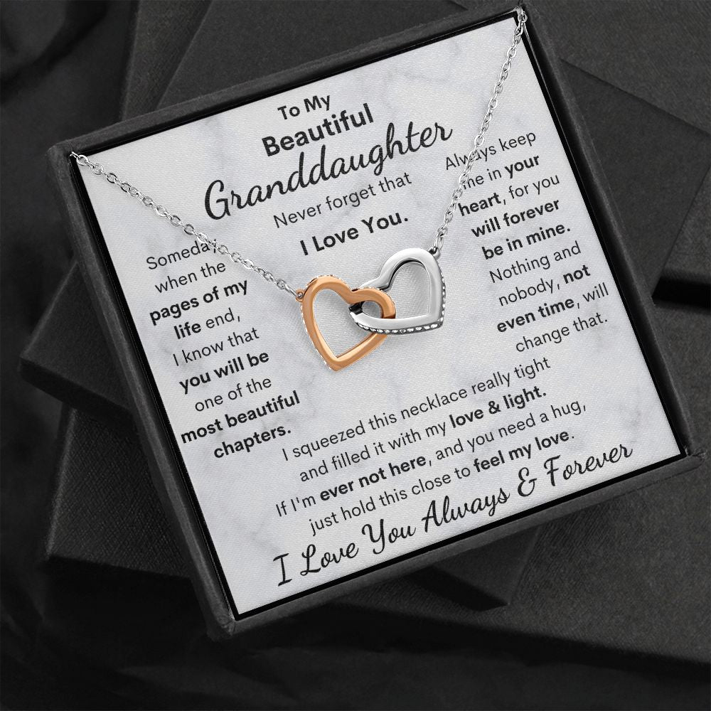 Granddaughter, Never Forget That I Love You, Interlocking Hearts Necklace, Holiday