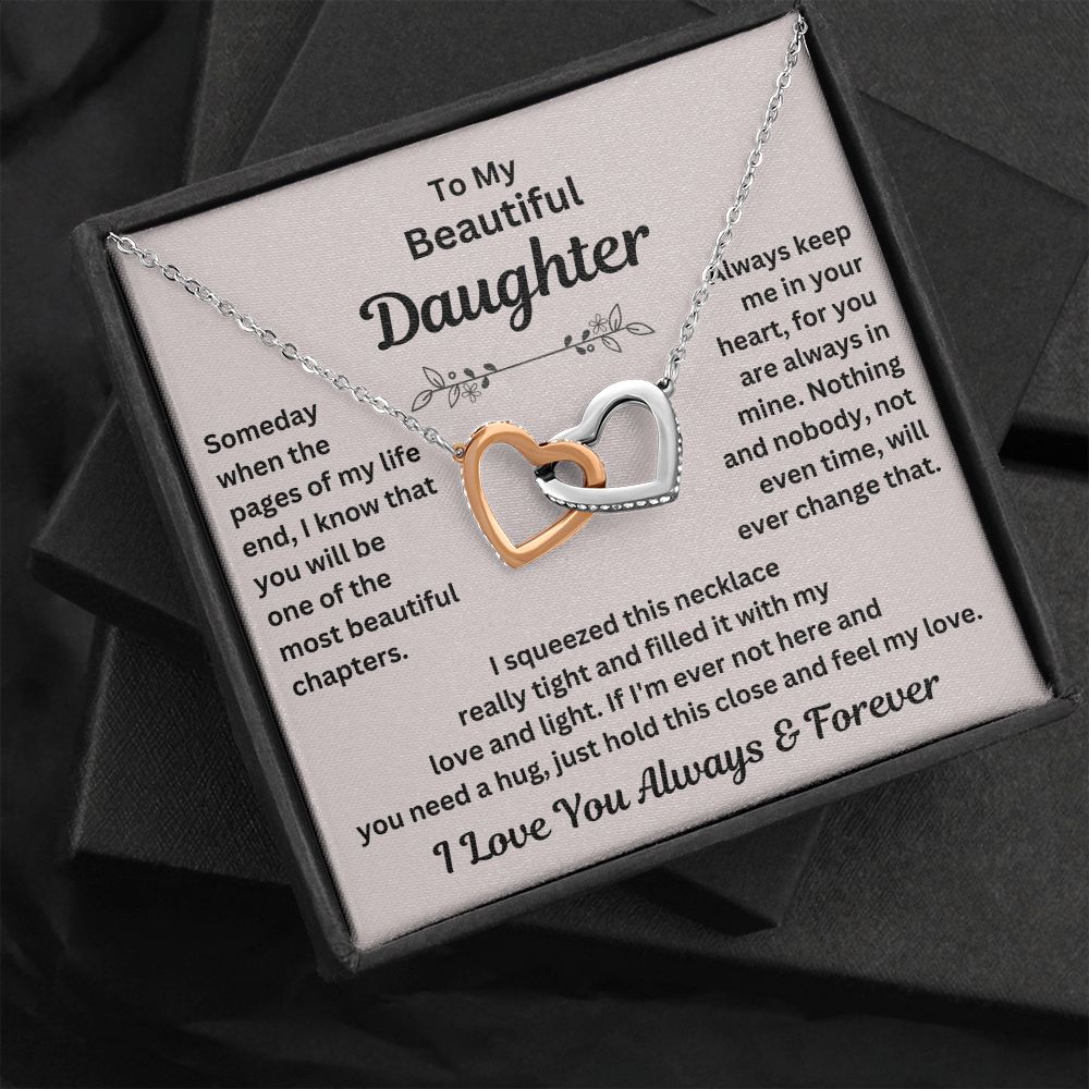 Daughter, Someday When The Pages Of My Life End, Interlocking Hearts Necklace, Holiday