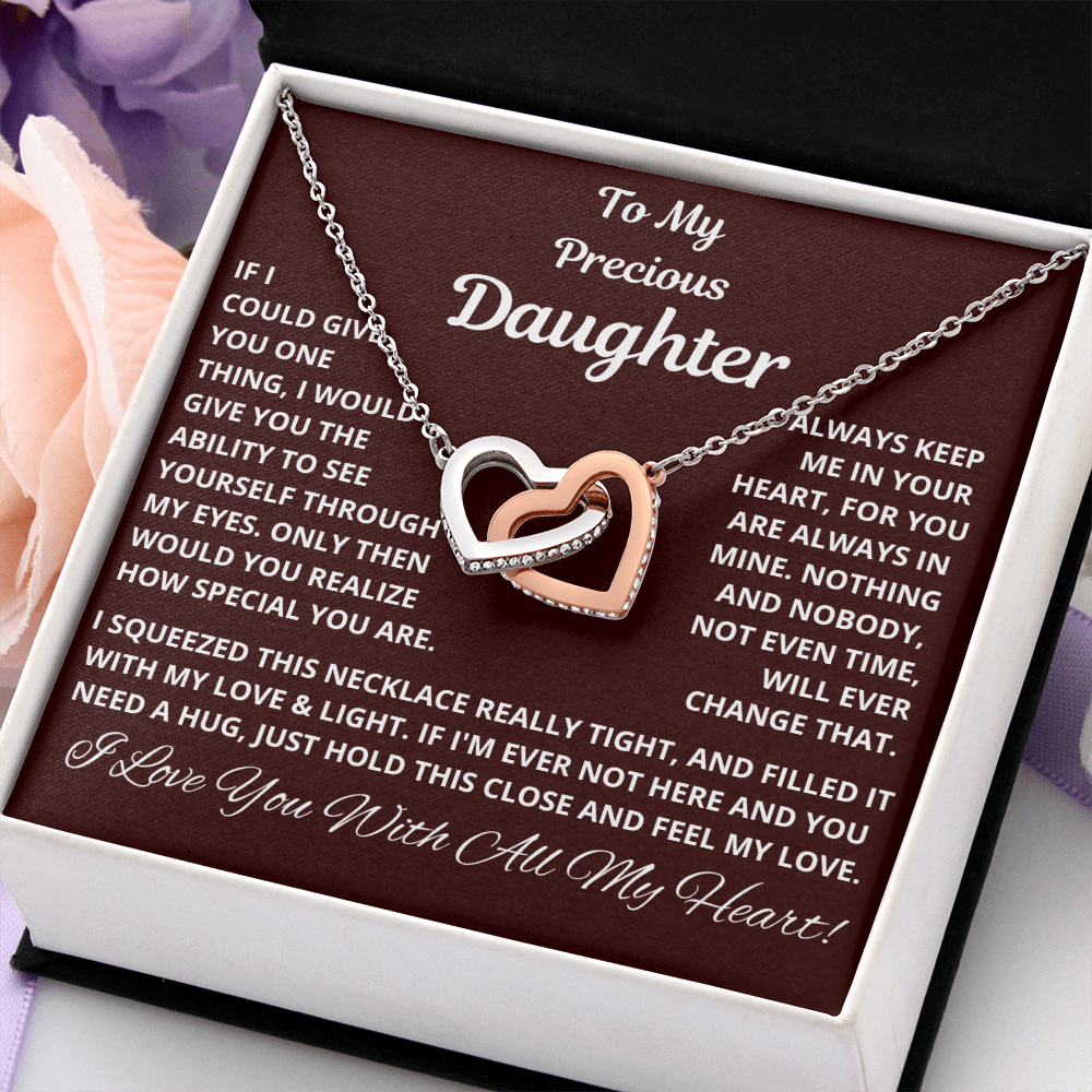 Daughter, If I Could Give You One Thing, Interlocking Hearts Necklace, Holiday