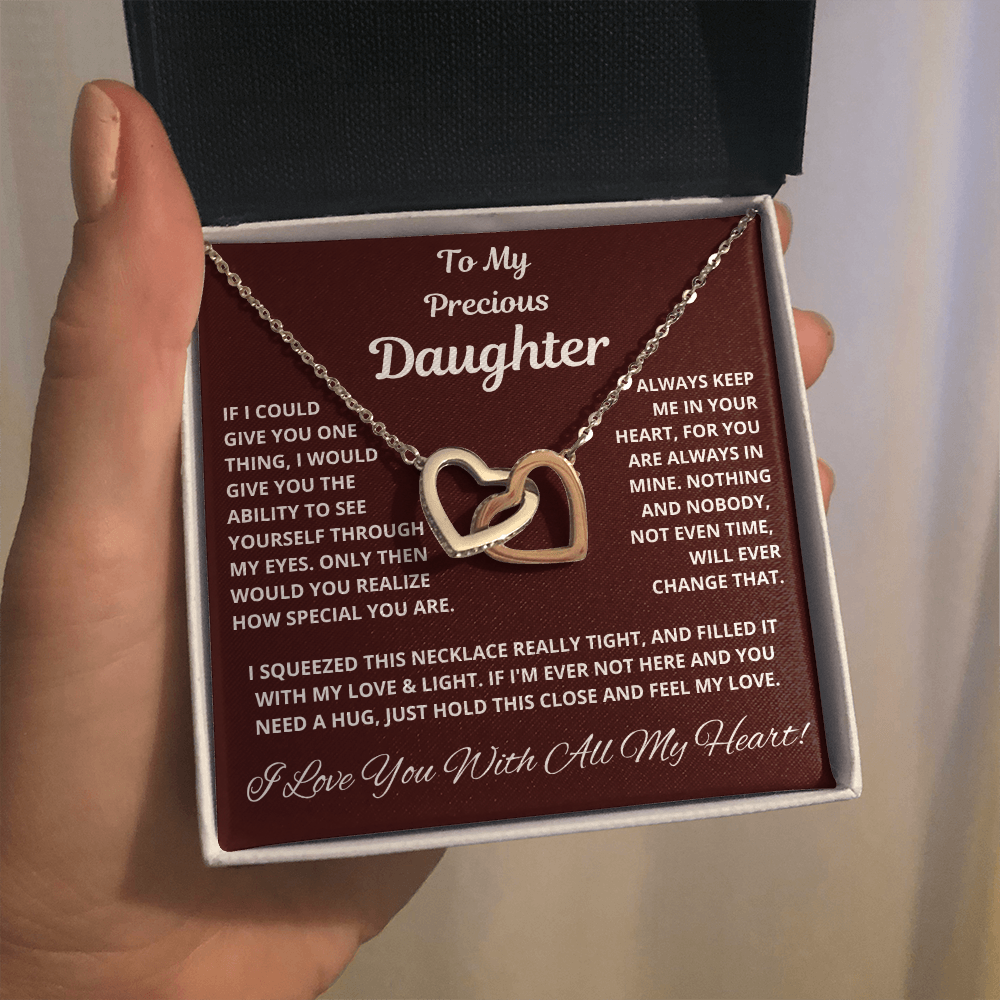 Daughter, If I could Give You One Thing, Interlocking Hearts Necklace, Holiday