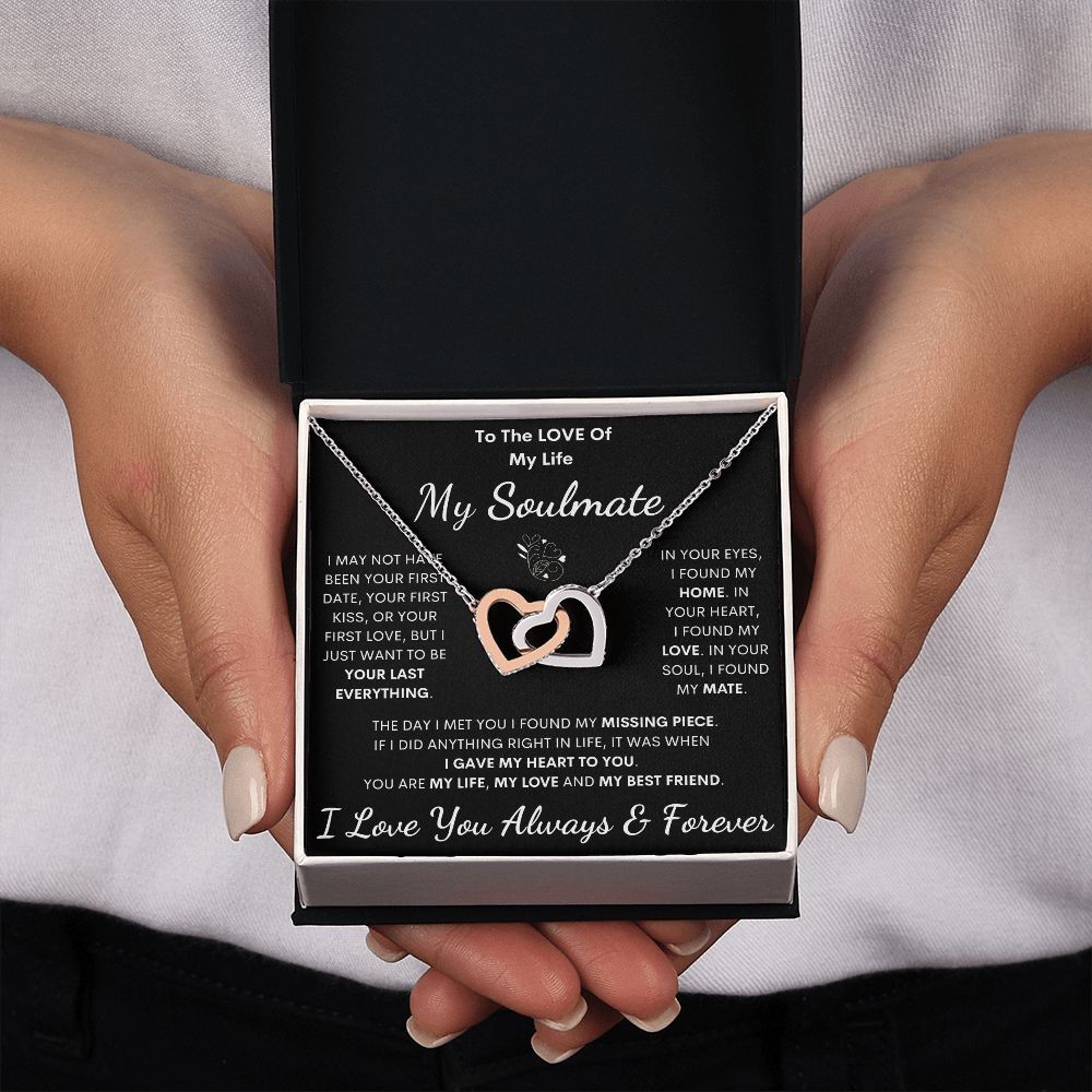 Soulmate, Love Of My Life, Interlocking Hearts Necklace, Birthday, Holiday