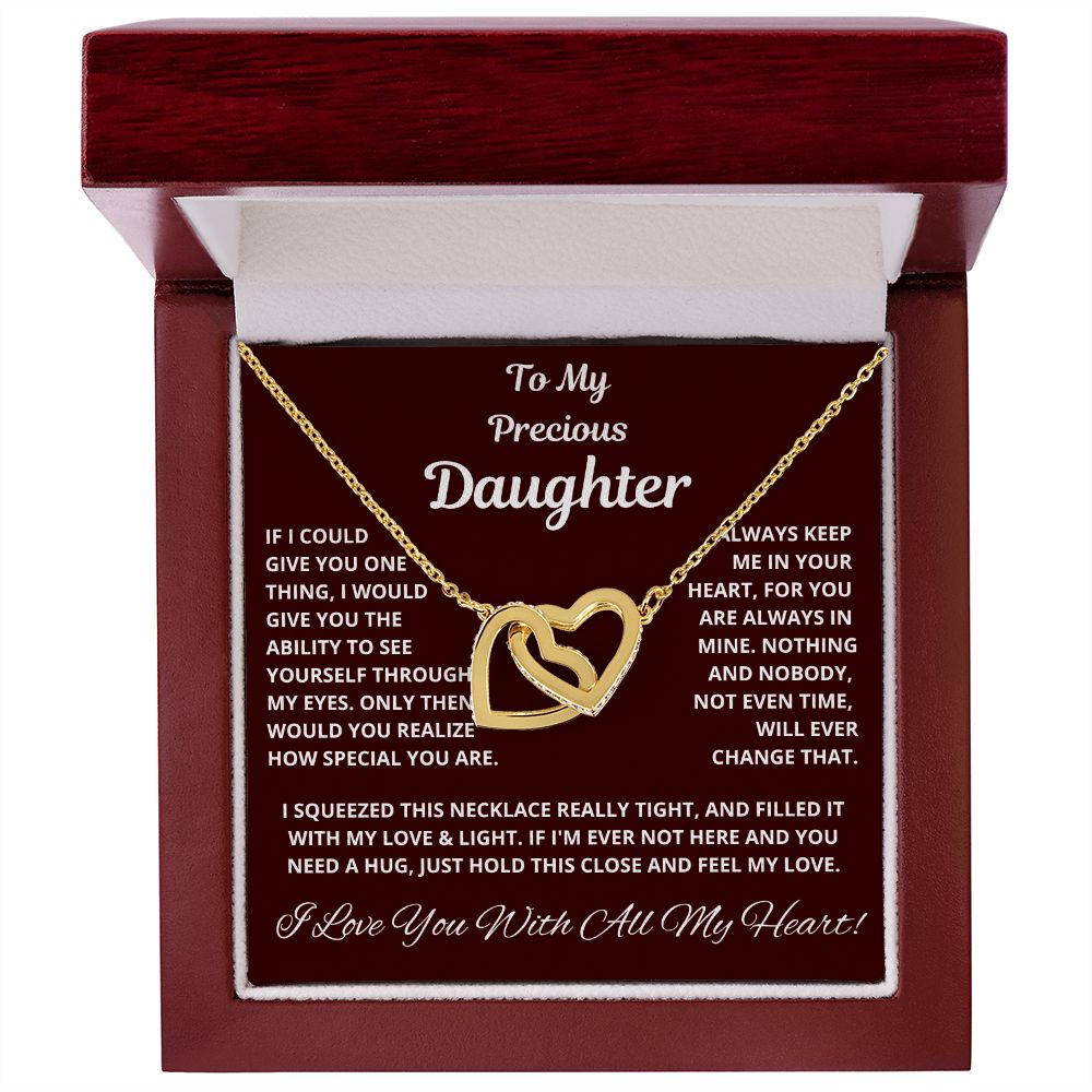 Daughter, If I could Give You One Thing, Interlocking Hearts Necklace, Holiday