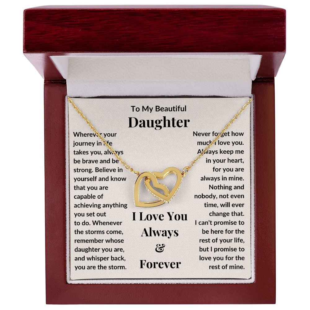 Daughter, Wherever Your Journey In Life Takes You, Interlocking Hearts Necklace, Holiday