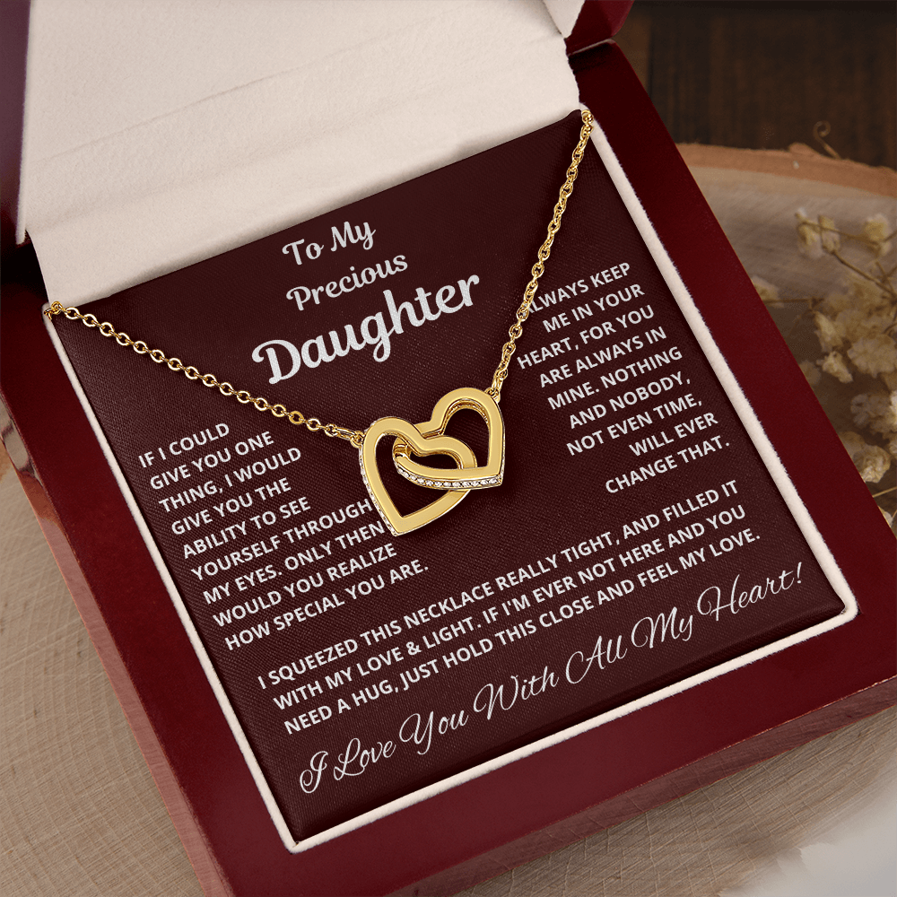 Daughter, If I could Give You One Thing, Interlocking Hearts Necklace, Holiday