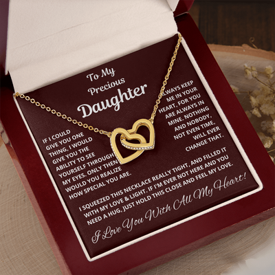 Daughter, If I could Give You One Thing, Interlocking Hearts Necklace, Holiday