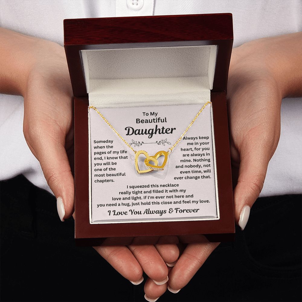 Daughter, Someday When The Pages Of My Life End, Interlocking Hearts Necklace, Holiday