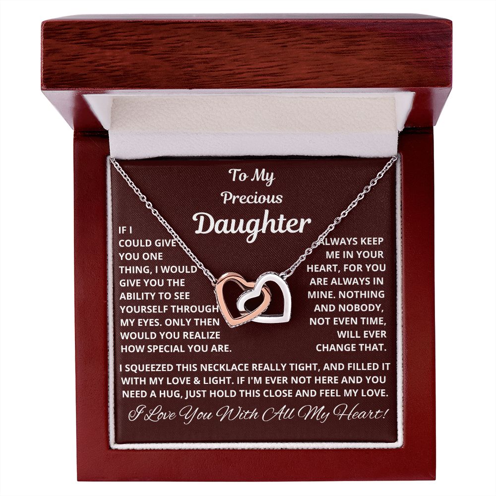 Daughter, If I Could Give You One Thing, Interlocking Hearts Necklace, Holiday