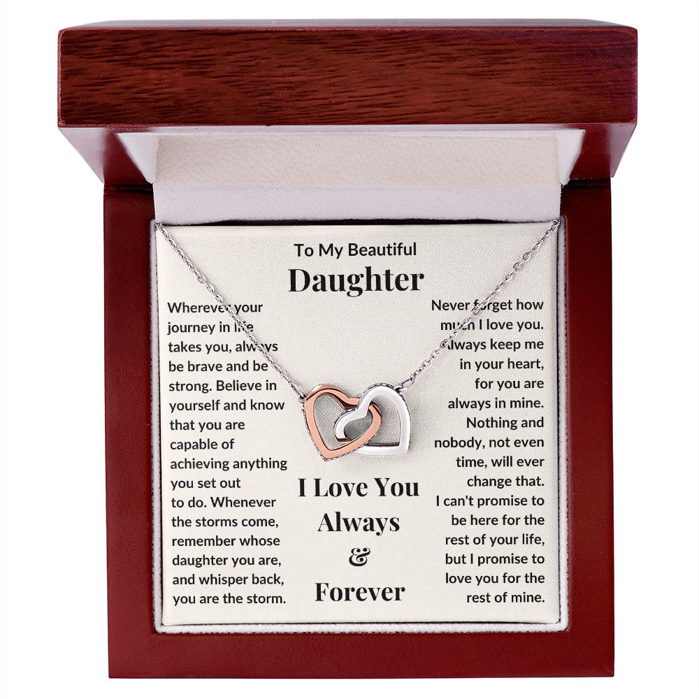 Daughter, Wherever Your Journey In Life Takes You, Interlocking Hearts Necklace, Holiday