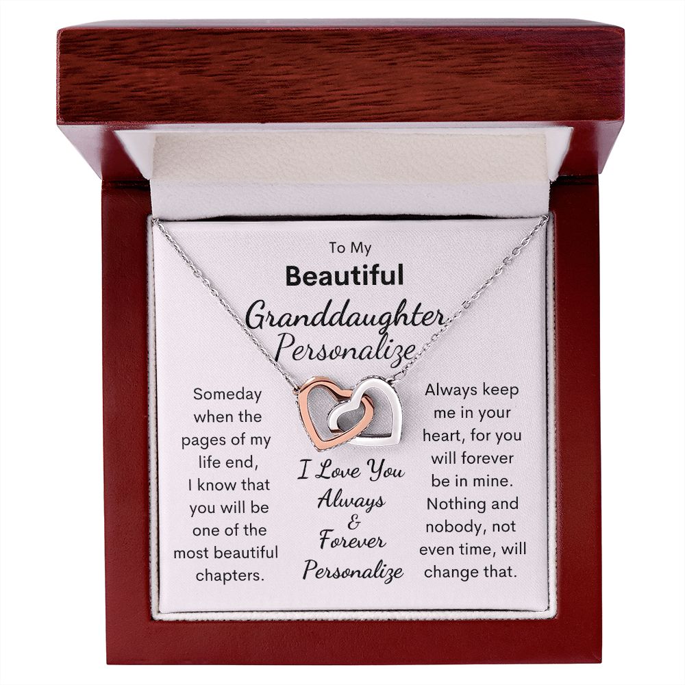 Granddaughter, Interlocking Hearts Necklace