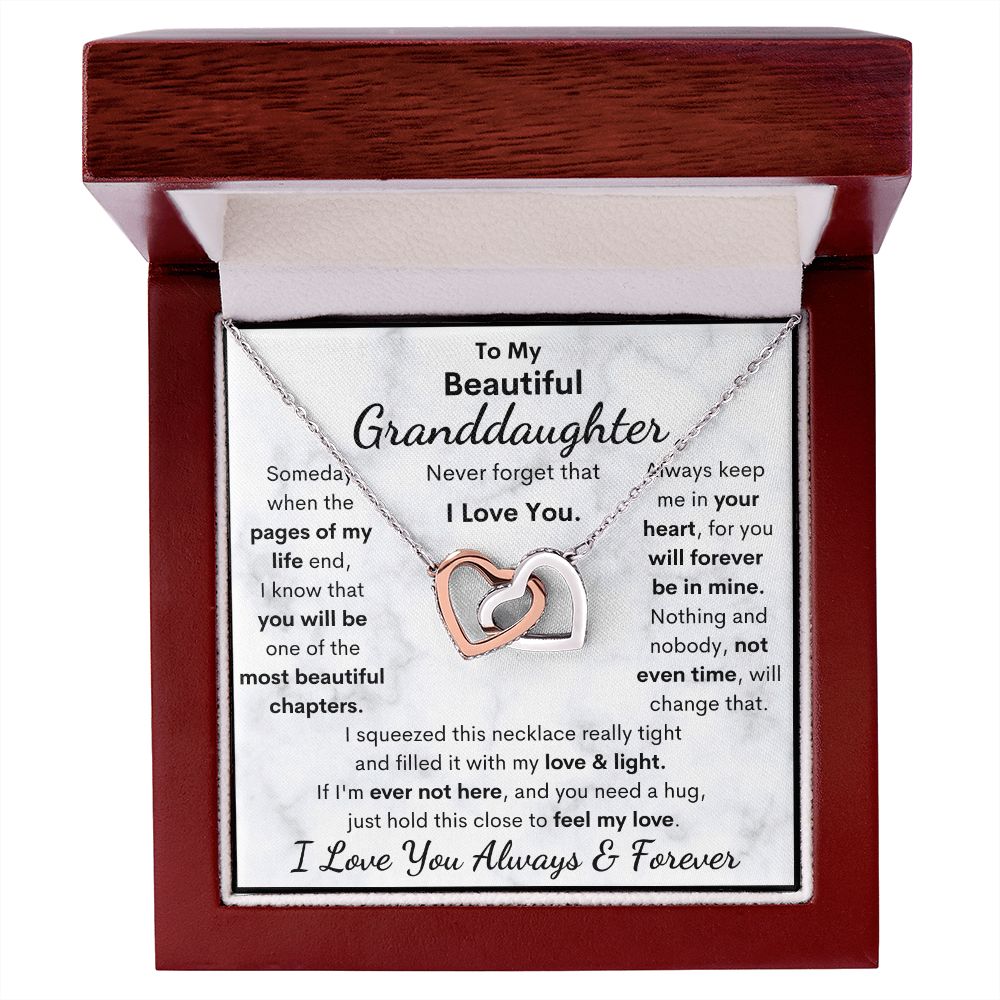 Granddaughter, Never Forget That I Love You, Interlocking Hearts Necklace, Holiday