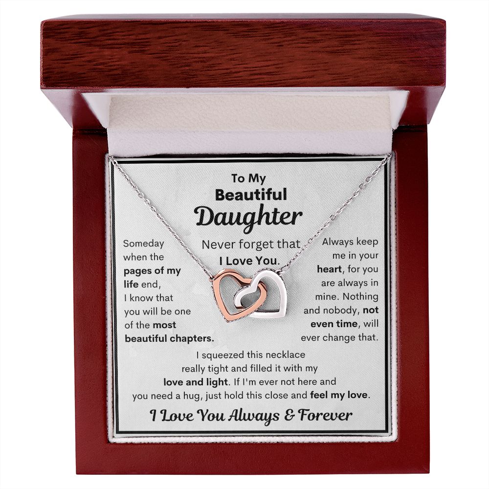 Daughter, Someday When The Pages Of My Life End, Interlocking Hearts Necklace, Holiday