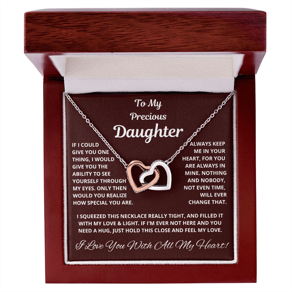 Daughter, If I could Give You One Thing, Interlocking Hearts Necklace, Holiday