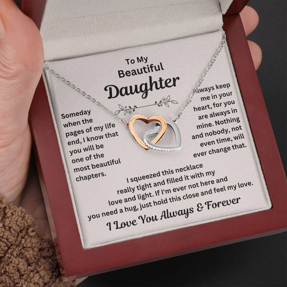 Daughter, Someday When The Pages Of My Life End, Interlocking Hearts Necklace, Holiday