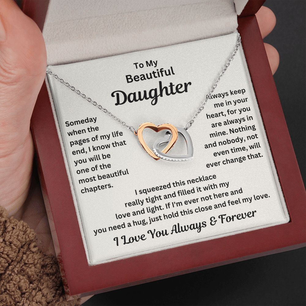 Daughter, Someday When The Pages Of My Life End, Interlocking Hearts Necklace, Holiday