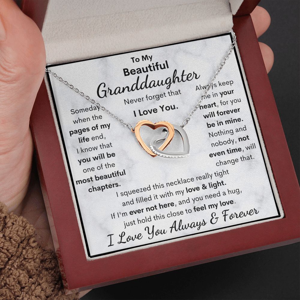 Granddaughter, Never Forget That I Love You, Interlocking Hearts Necklace, Holiday