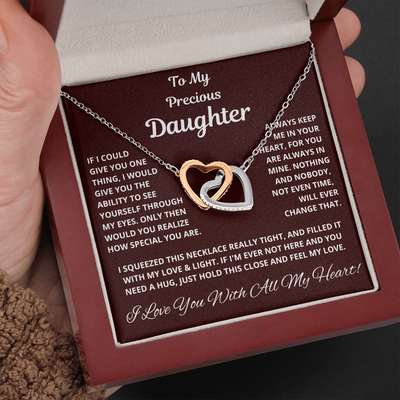 Daughter, If I could Give You One Thing, Interlocking Hearts Necklace, Holiday