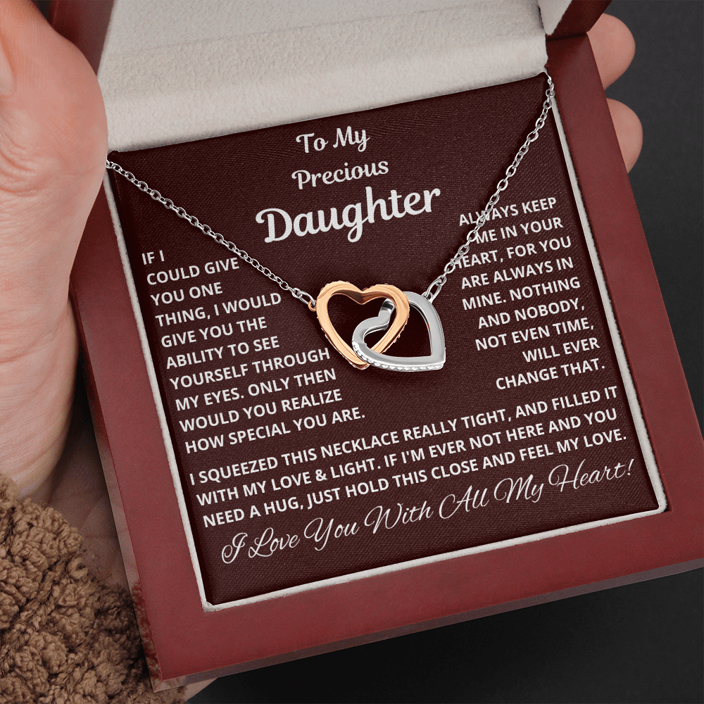Daughter, If I Could Give You One Thing, Interlocking Hearts Necklace, Holiday