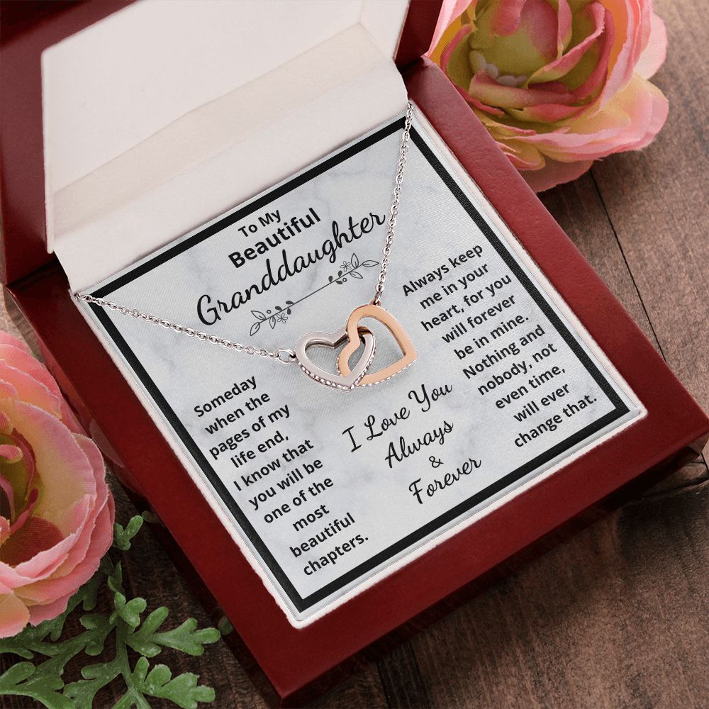 Granddaughter, Someday When The Pages Of My Life End, Interlocking Hearts Necklace, Holiday
