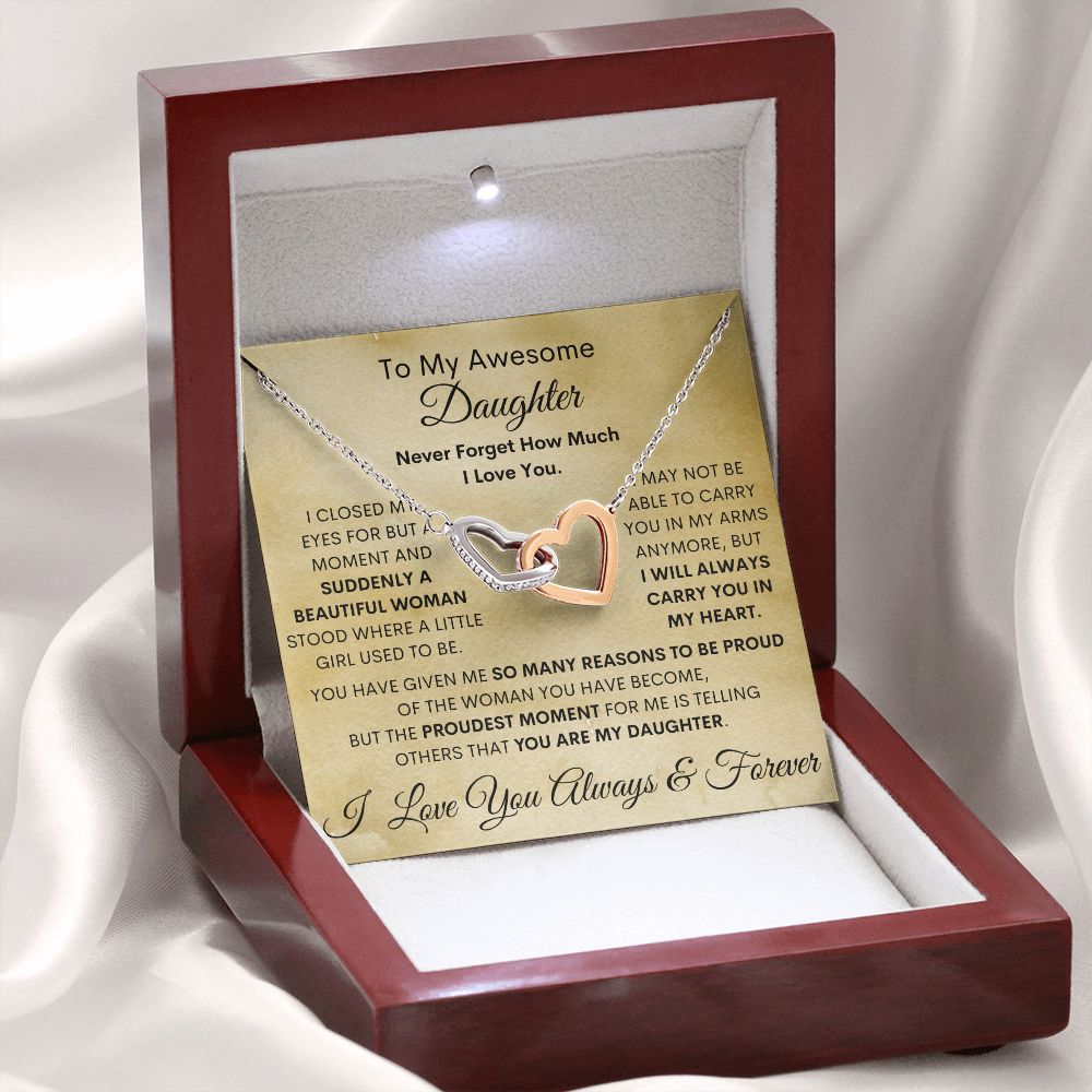Daughter, Beautiful Woman, Interlocking Hearts Necklace, Holiday