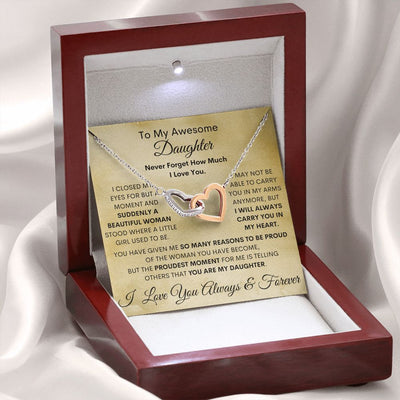 Daughter, Beautiful Woman, Interlocking Hearts Necklace, Holiday