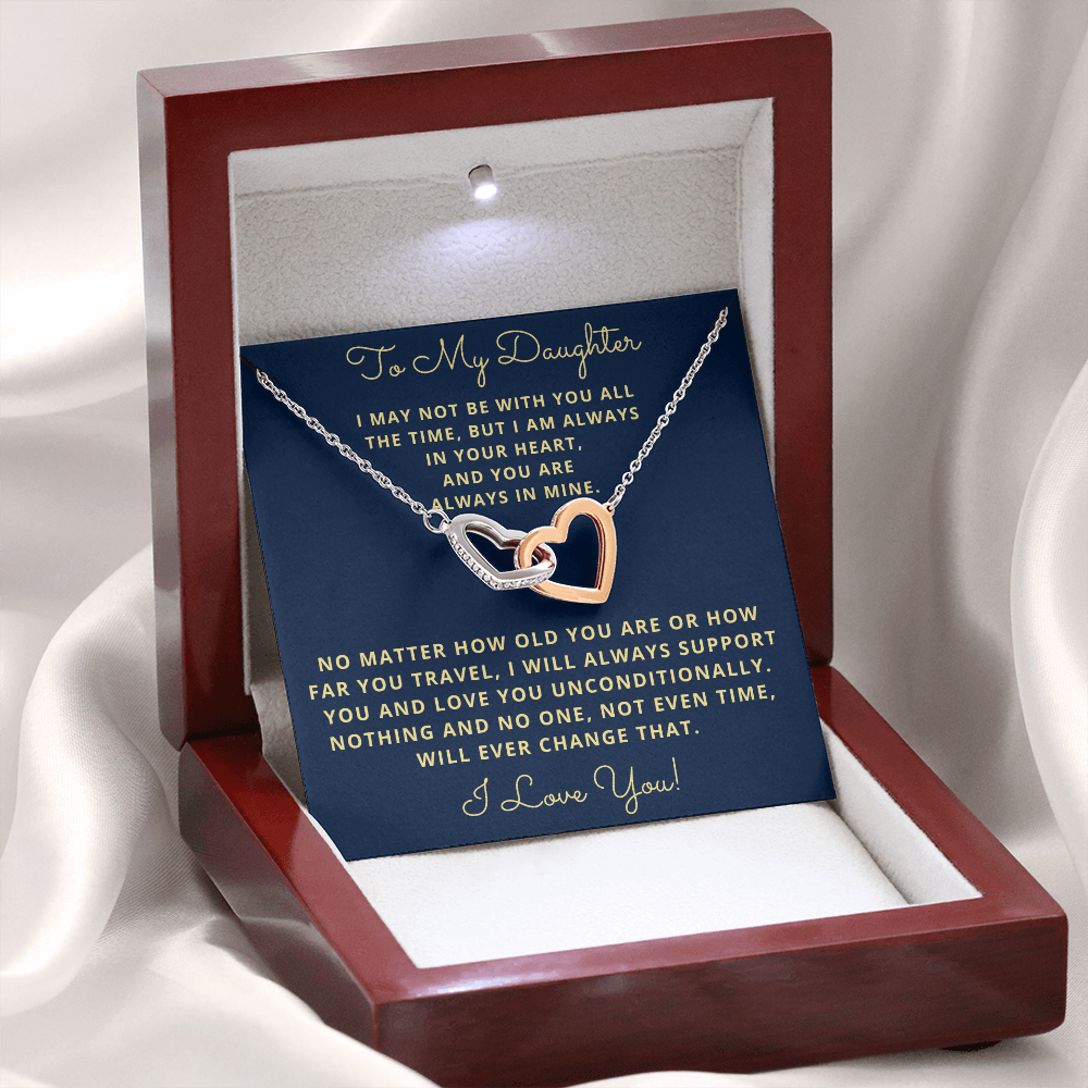 Daughter, I May Not Be With You All The Time, Interlocking Hearts Necklace, Holiday