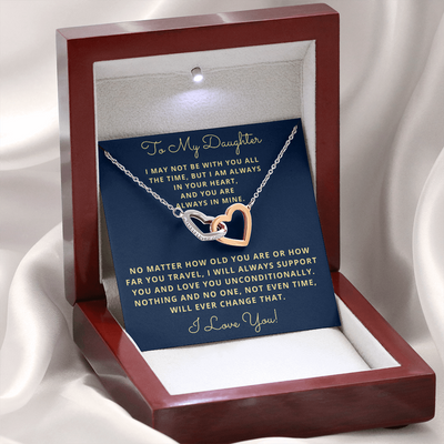 Daughter, I May Not Be With You All The Time, Interlocking Hearts Necklace, Holiday