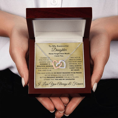 Daughter, Beautiful Woman, Interlocking Hearts Necklace, Holiday