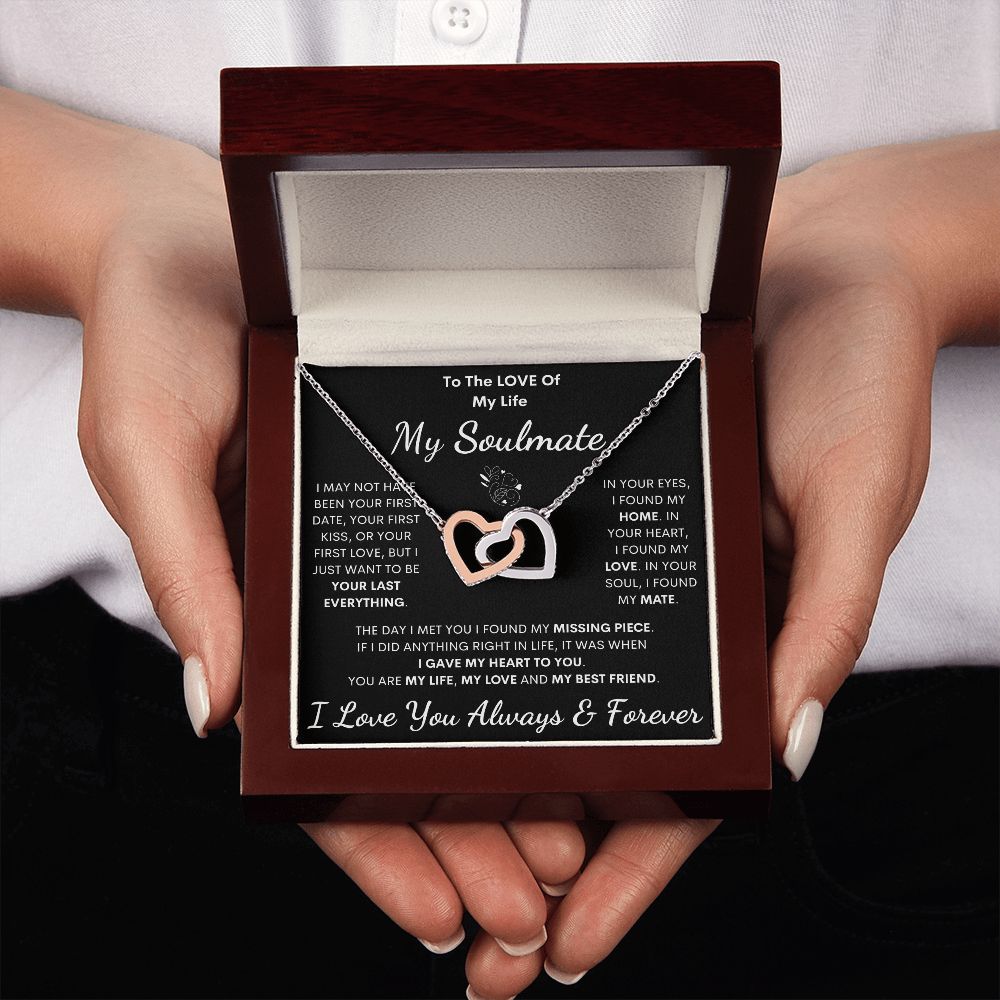 Soulmate, Love Of My Life, Interlocking Hearts Necklace, Birthday, Holiday