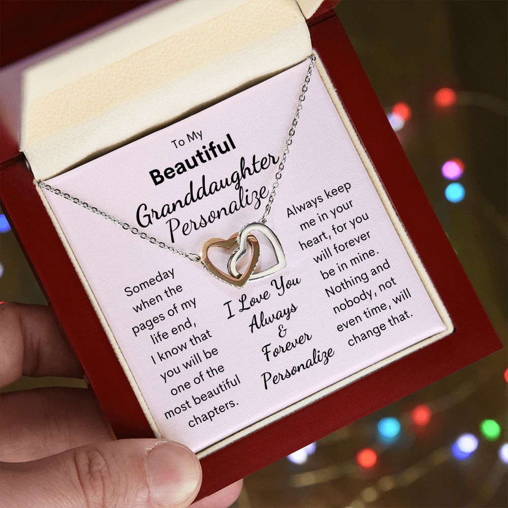 Granddaughter, Interlocking Hearts Necklace