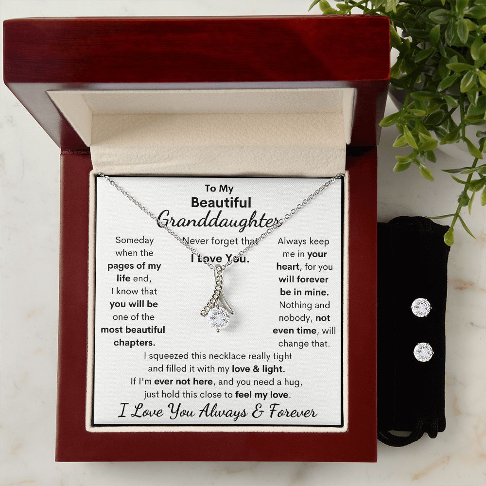 Granddaughter, I Squeezed This Necklace Really Tight, Alluring Beauty Necklace & Earrings, Holiday