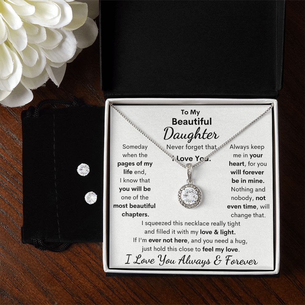 Daughter, I Squeezed This Necklace Really Tight, Eternal Hope Necklace & Earrings, Holiday