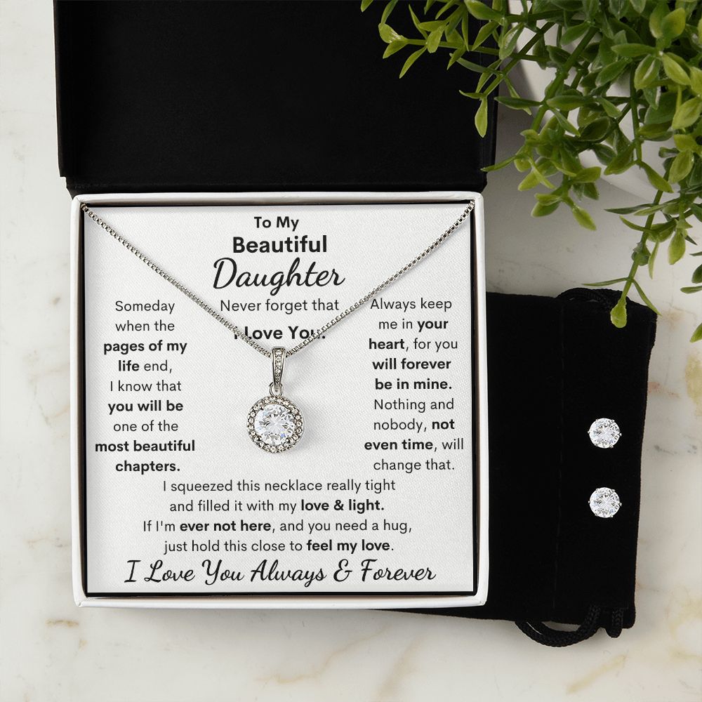 Daughter, I Squeezed This Necklace Really Tight, Eternal Hope Necklace & Earrings, Holiday
