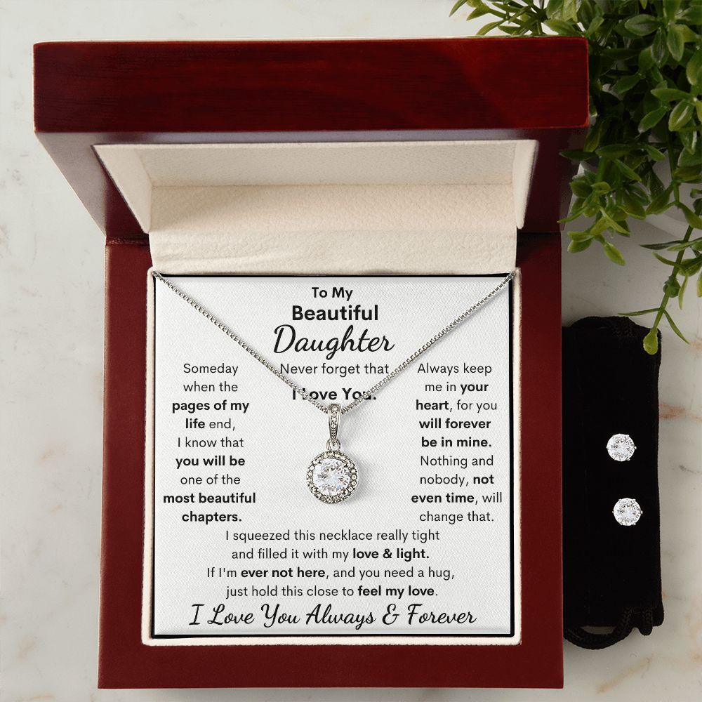 Daughter, I Squeezed This Necklace Really Tight, Eternal Hope Necklace & Earrings, Holiday