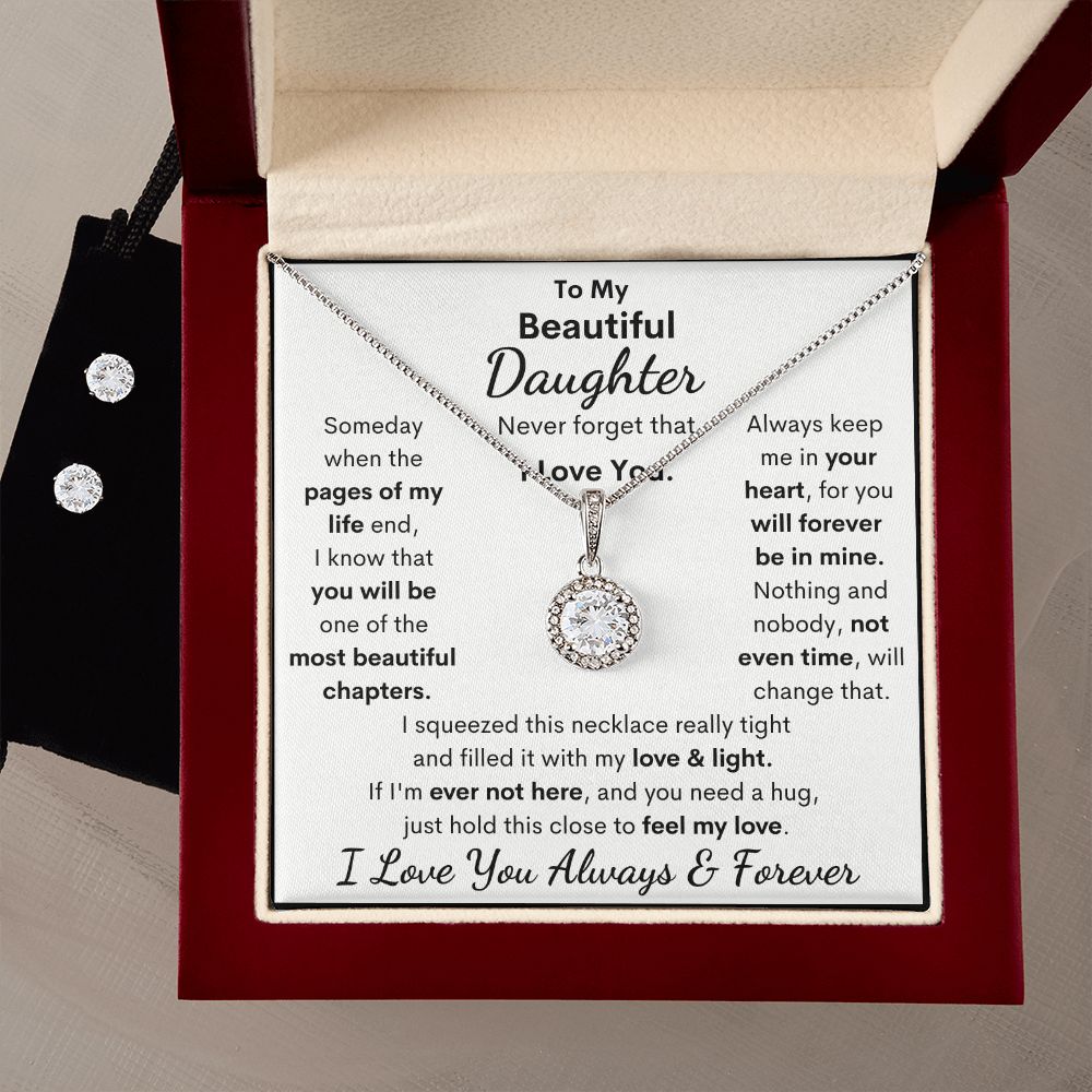 Daughter, I Squeezed This Necklace Really Tight, Eternal Hope Necklace & Earrings, Holiday