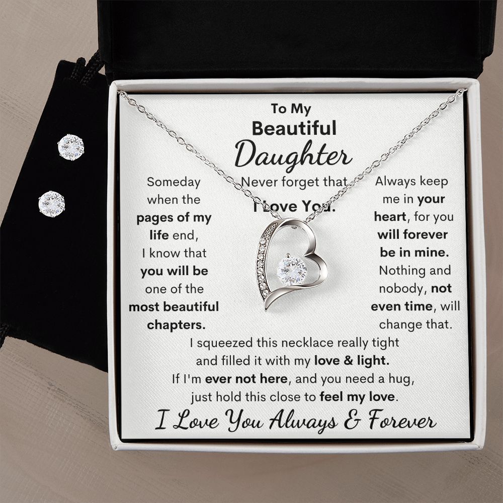 Daughter, I Squeezed This Necklace Really Tight, Forever Love Necklace & Earrings, Holiday